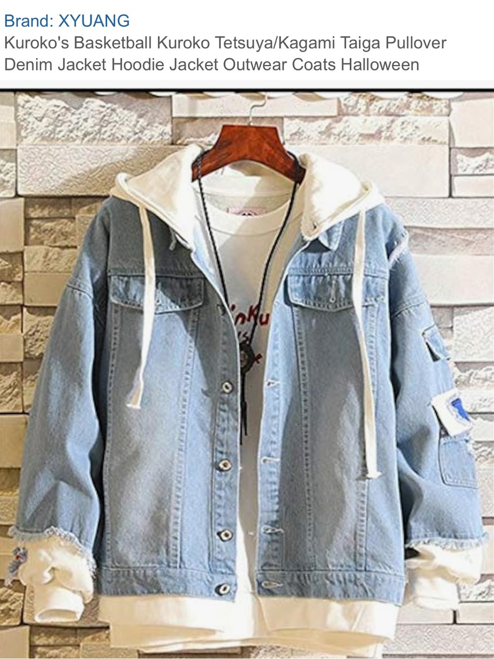 Light Wash Denim Jacket with White Hoodie Layer